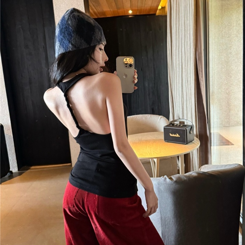 All-match sexy knitted vest retro sling slim tops