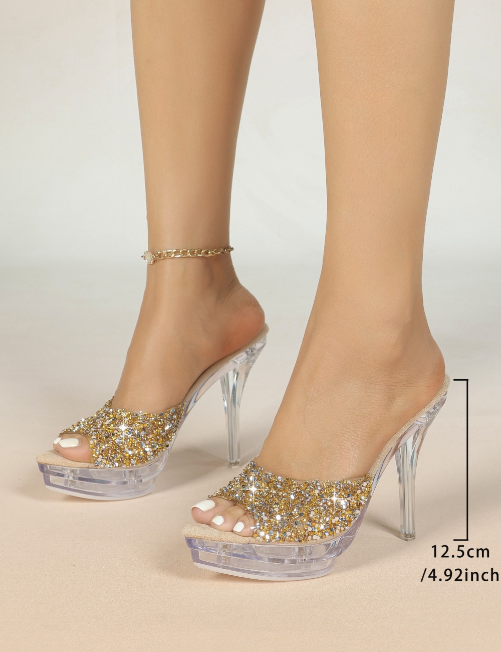 Crystal transparent fashion nightclub square head sandals