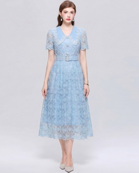 France style doll collar dress slim lace long dress