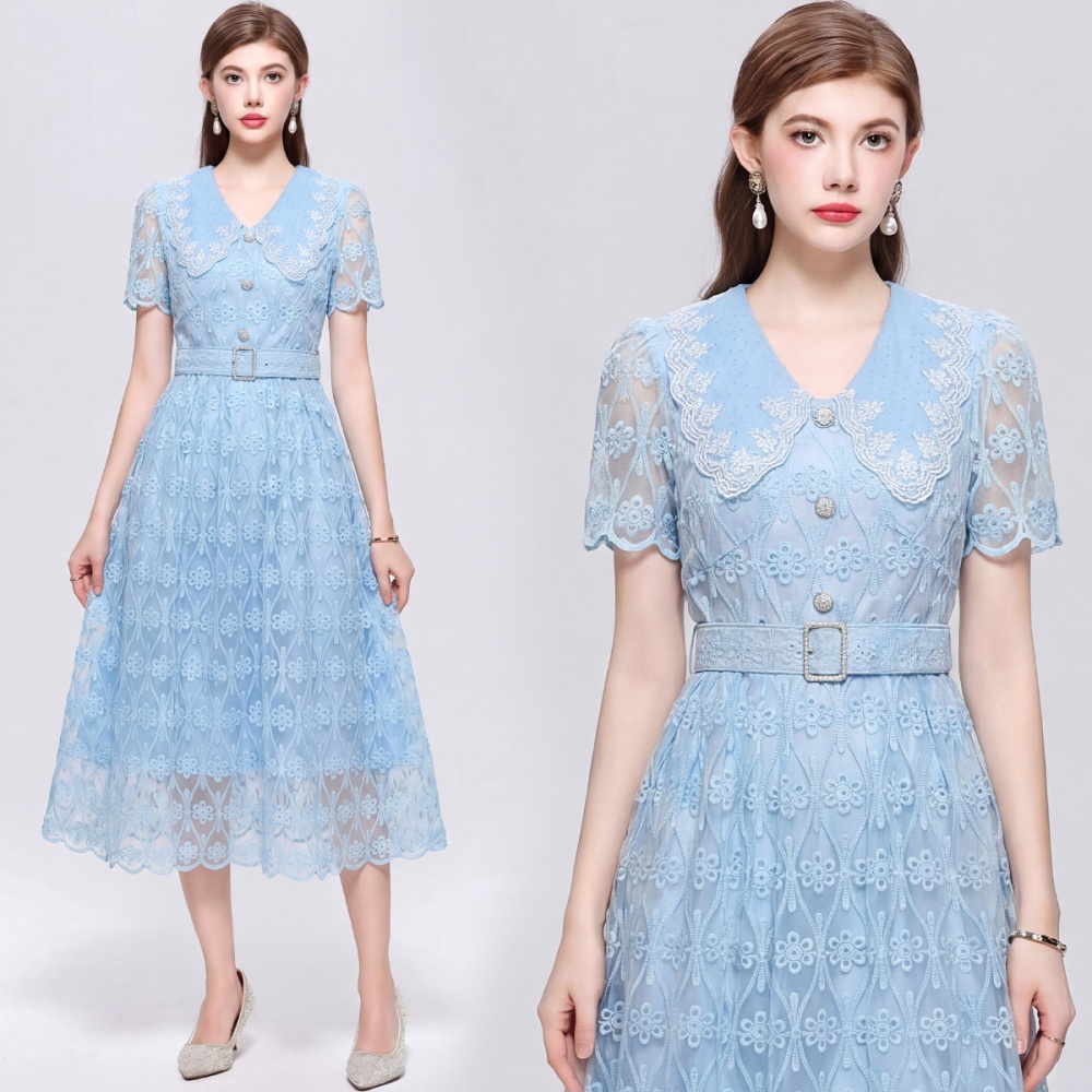 France style doll collar dress slim lace long dress