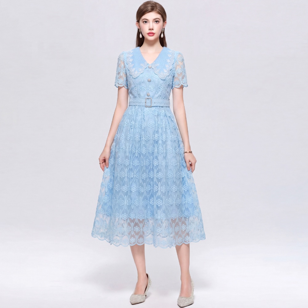 France style doll collar dress slim lace long dress