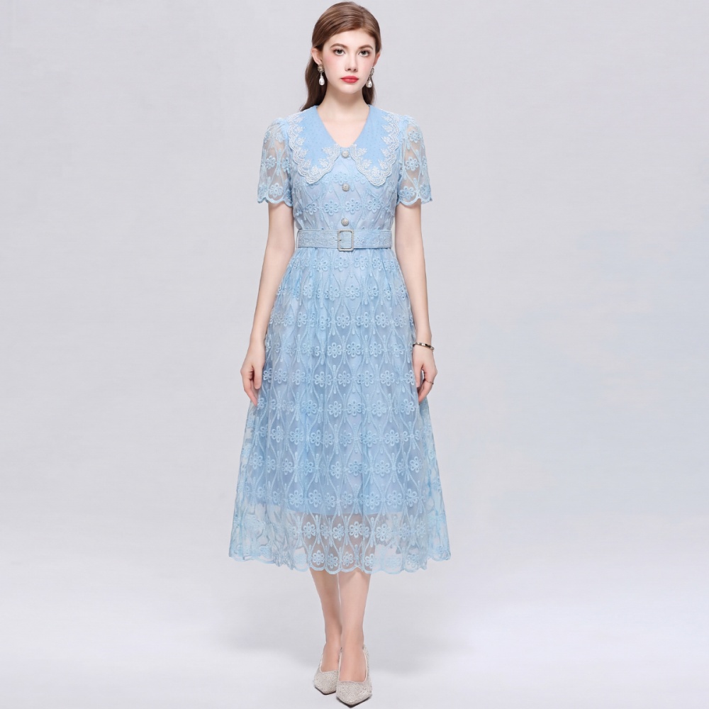 France style doll collar dress slim lace long dress