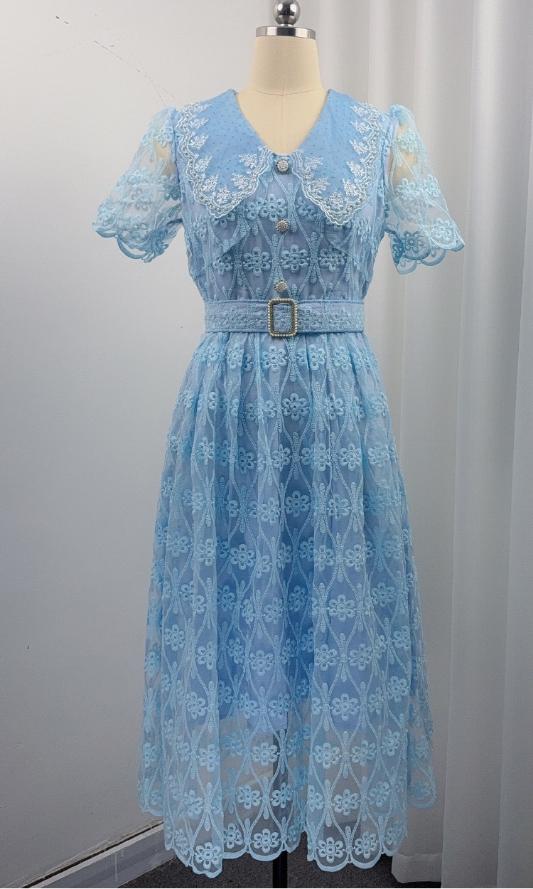 France style doll collar dress slim lace long dress
