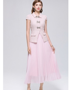 France style bow coarse flower lace dress 2pcs set