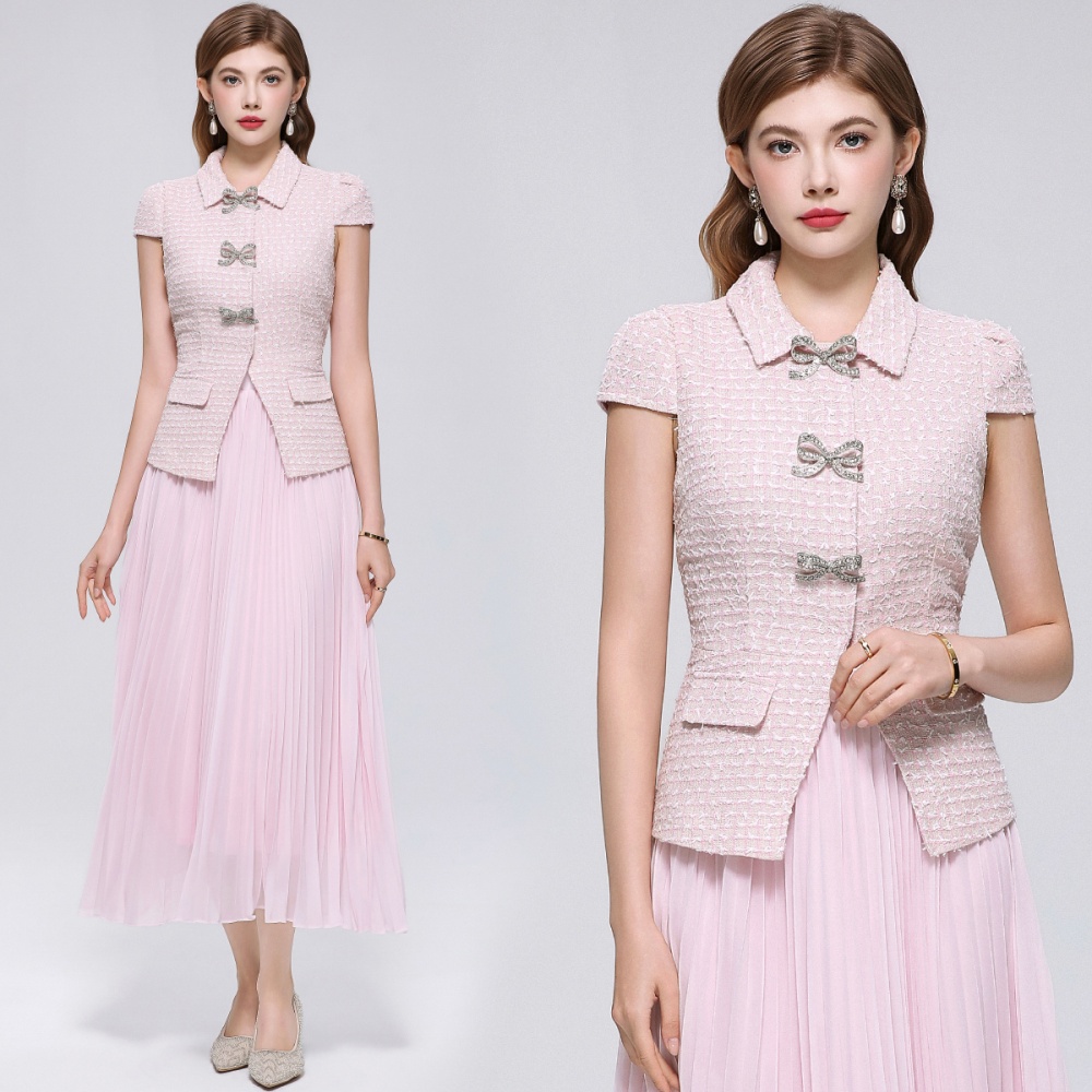 France style bow coarse flower lace dress 2pcs set