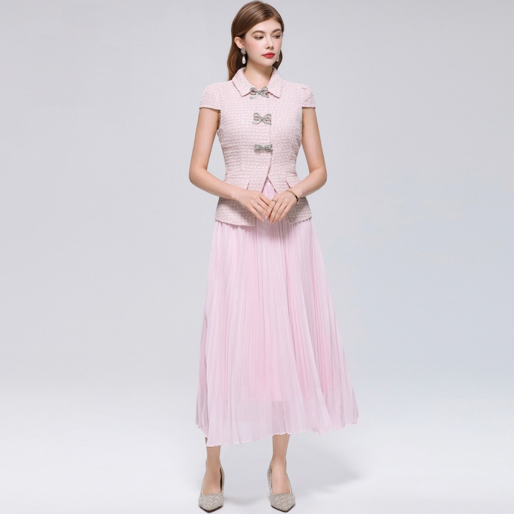 France style bow coarse flower lace dress 2pcs set
