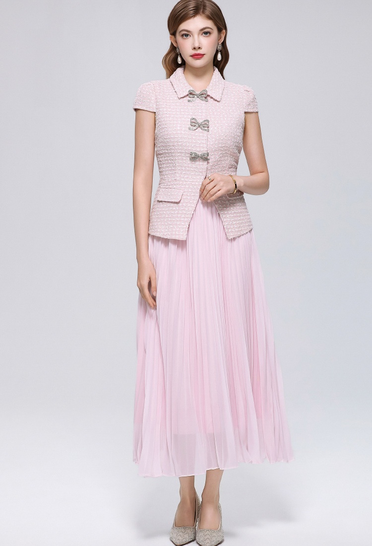 France style bow coarse flower lace dress 2pcs set