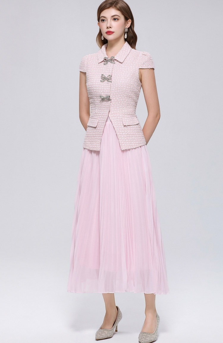 France style bow coarse flower lace dress 2pcs set