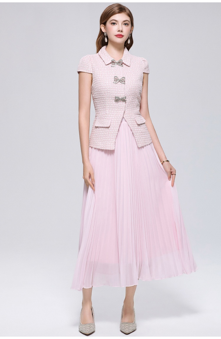 France style bow coarse flower lace dress 2pcs set