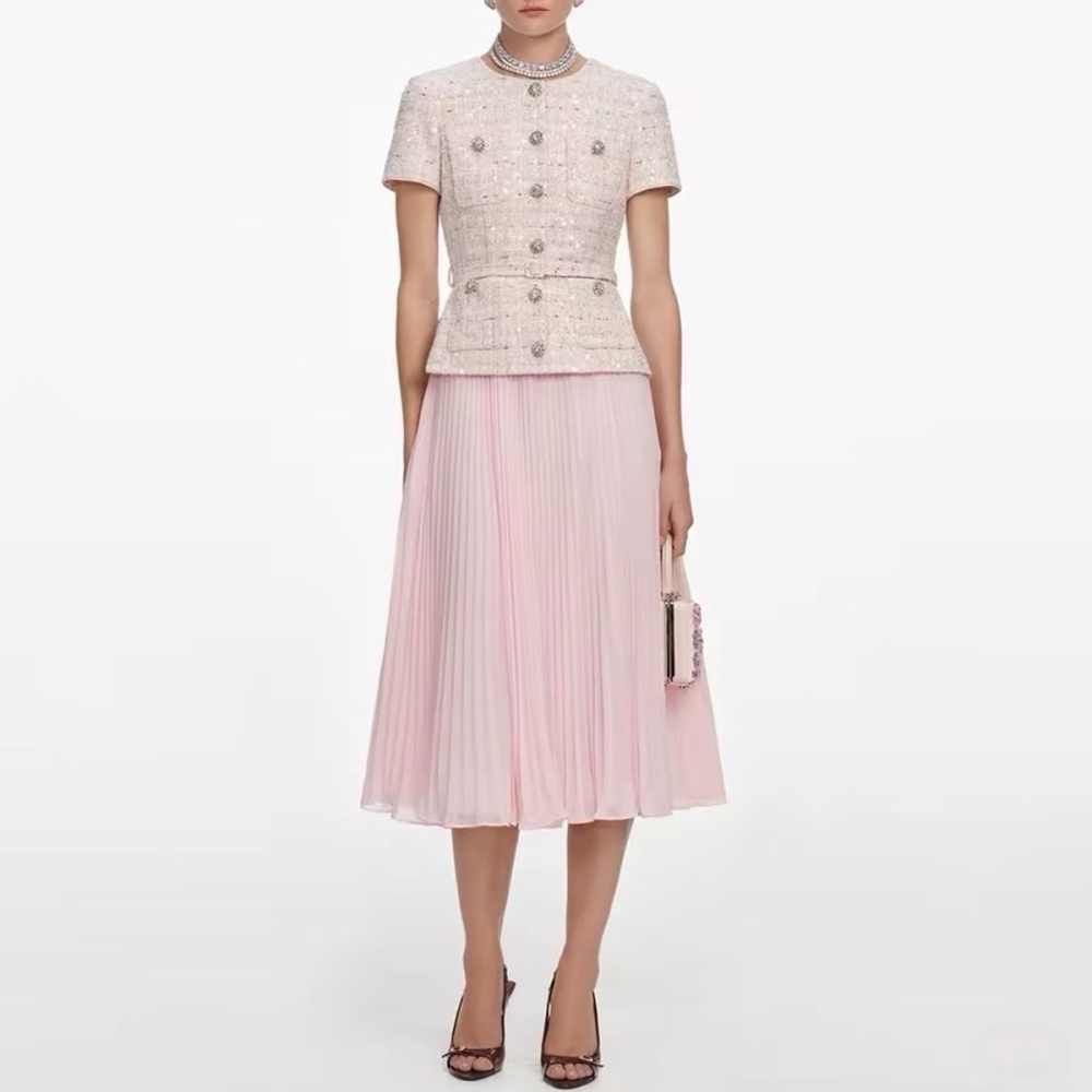 Slim chanelstyle France style with belt splice dress
