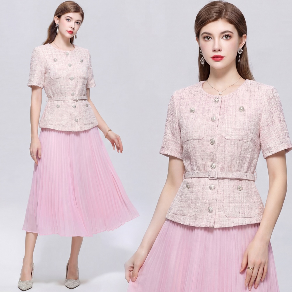 Slim chanelstyle France style with belt splice dress