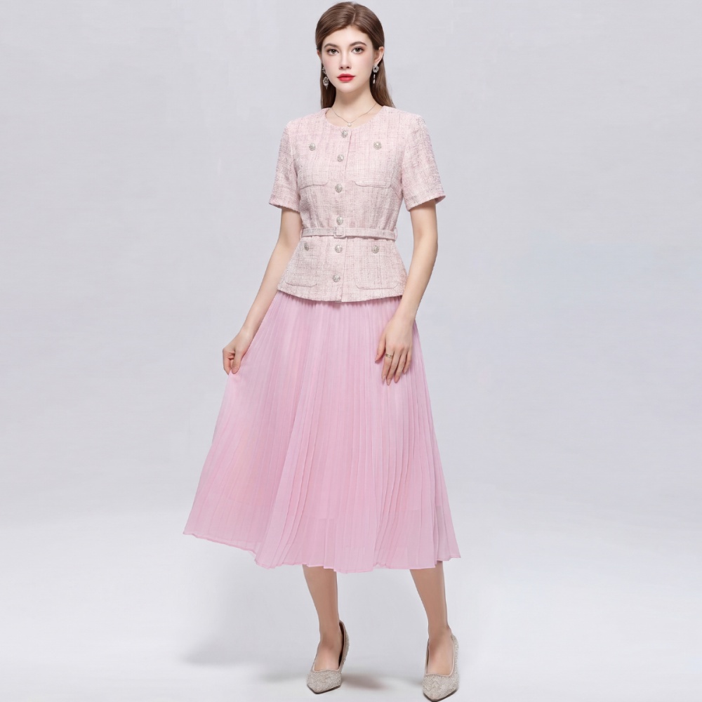 Slim chanelstyle France style with belt splice dress