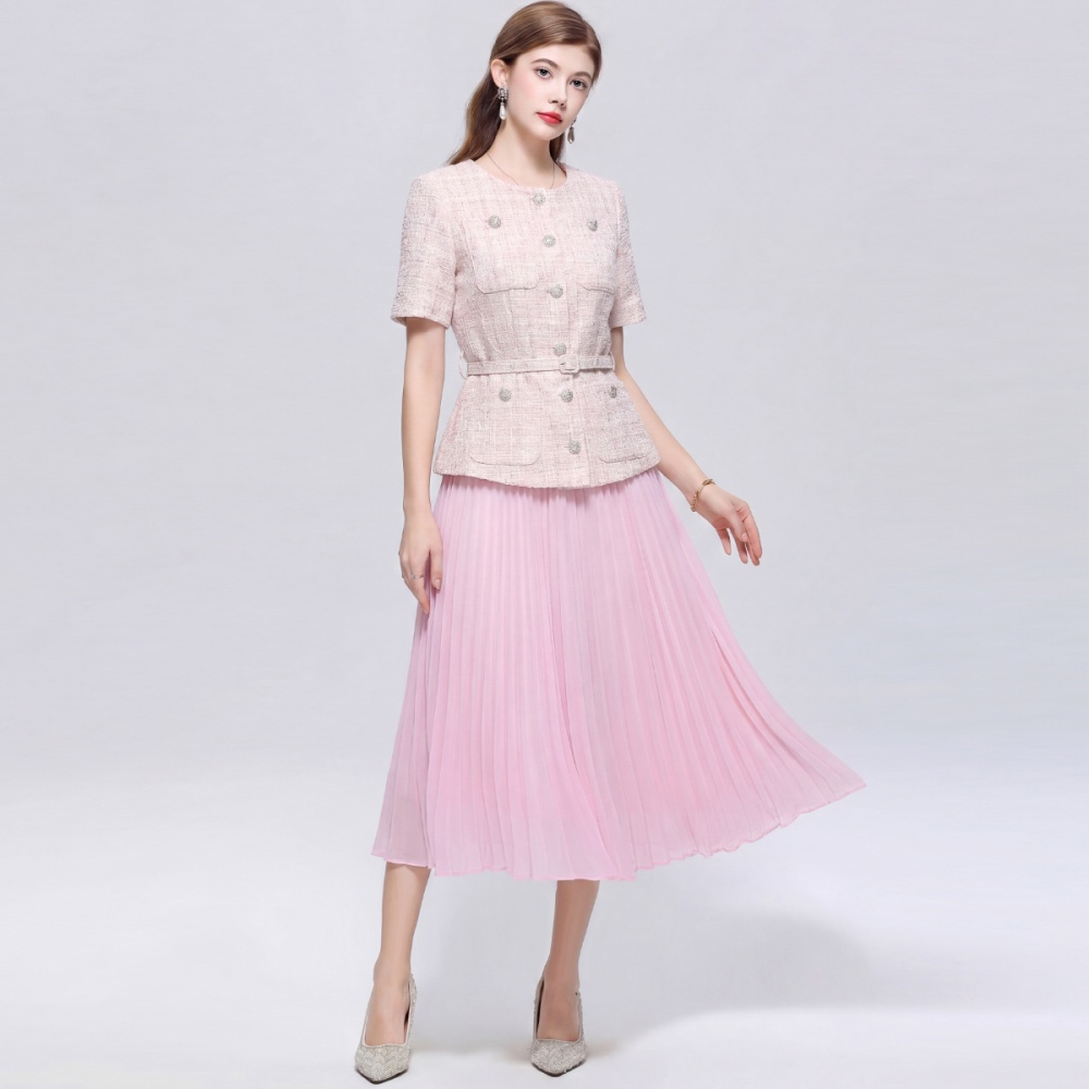 Slim chanelstyle France style with belt splice dress