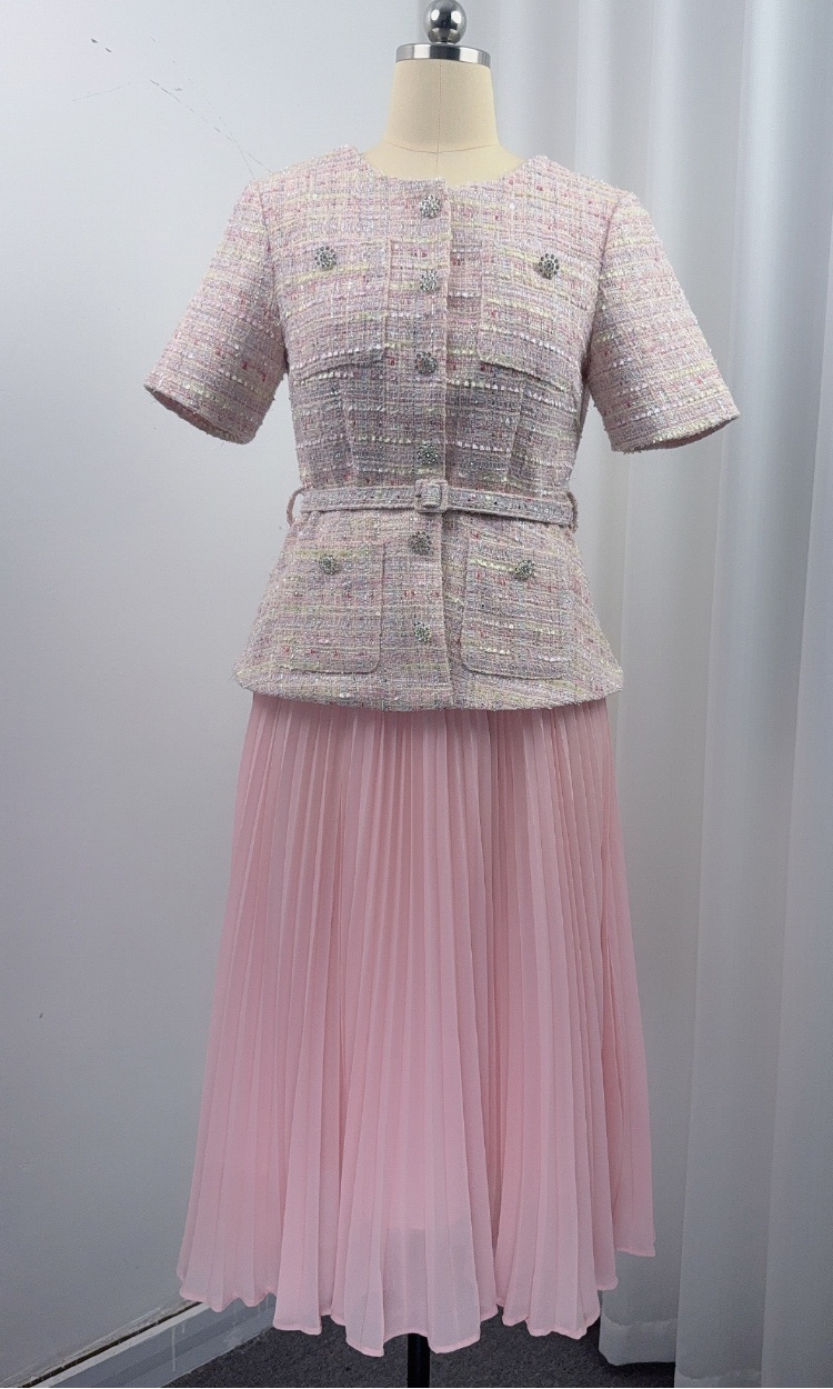 Slim chanelstyle France style with belt splice dress