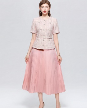 Pinched waist chanelstyle pleated France style dress