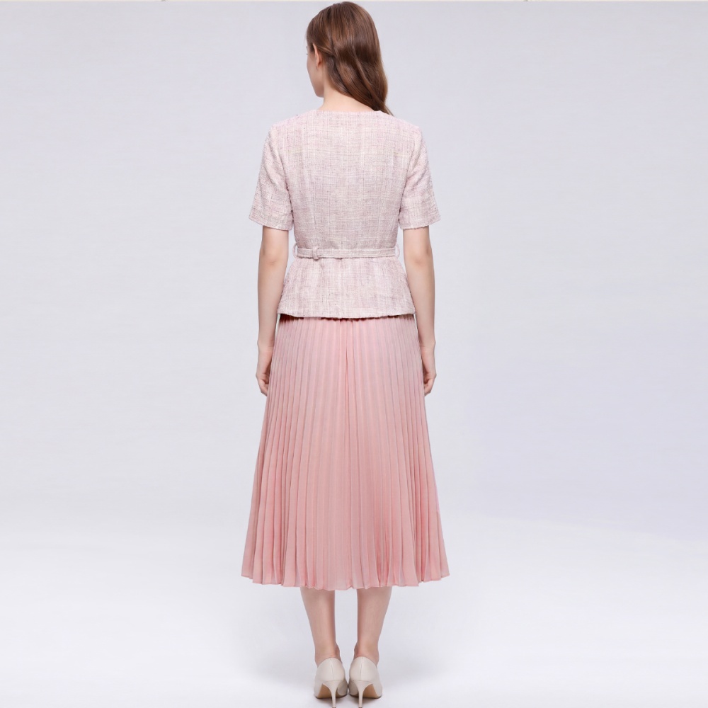Pinched waist chanelstyle pleated France style dress