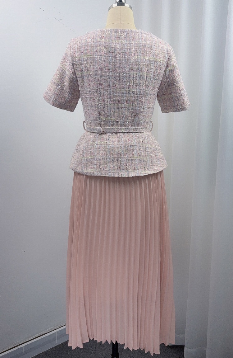 Pinched waist chanelstyle pleated France style dress