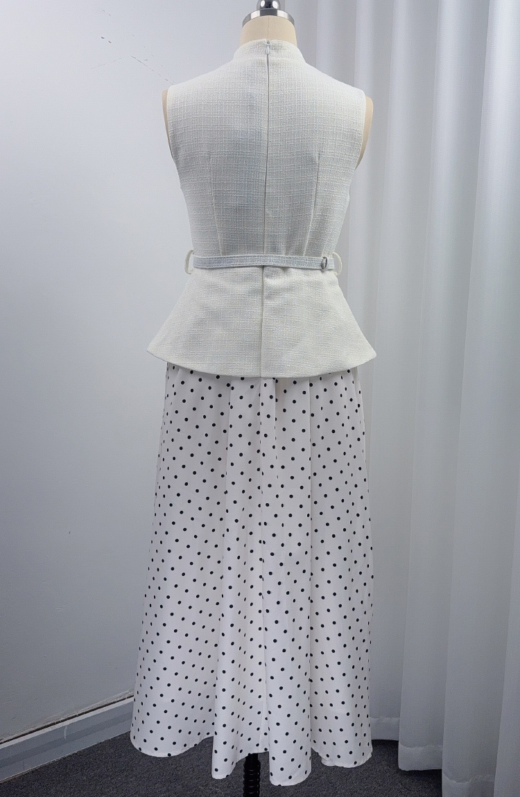 Slim splice France style polka dot dress