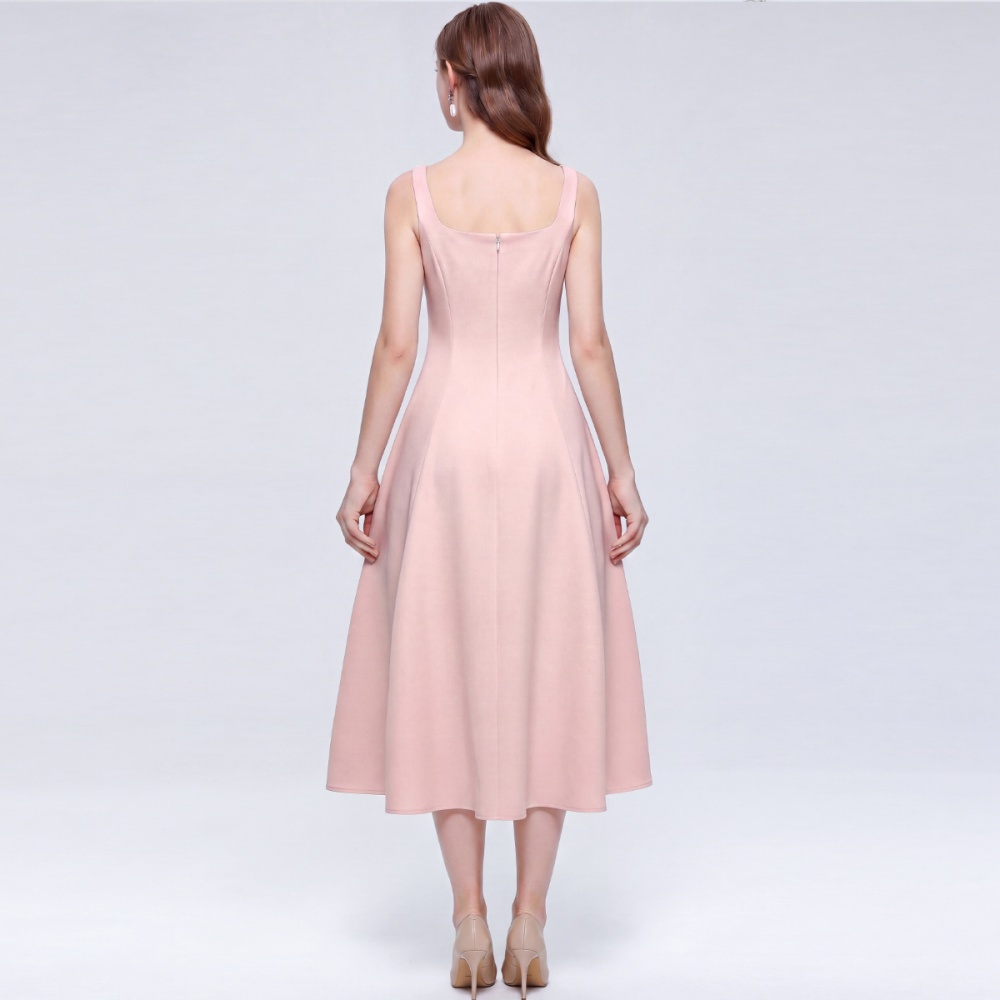 Big skirt sleeveless formal dress pinched waist dress