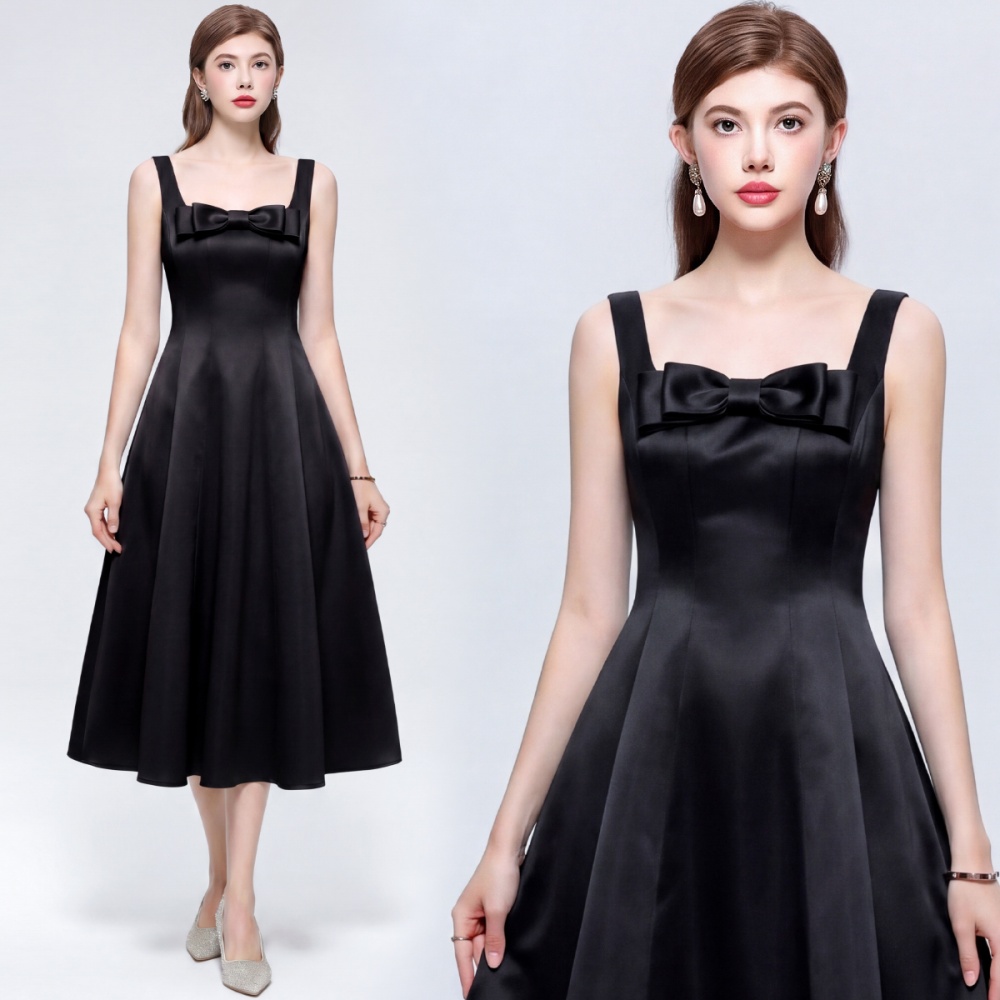 Big skirt pinched waist sling formal dress lady slim dress