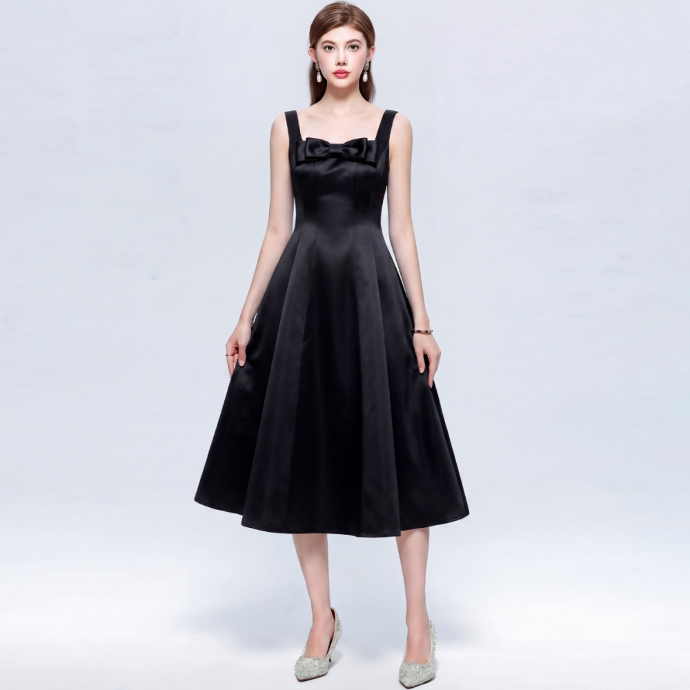 Big skirt pinched waist sling formal dress lady slim dress