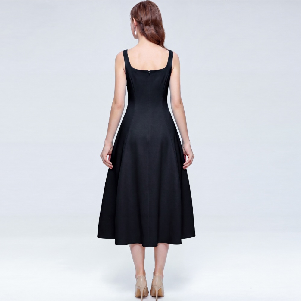 Big skirt pinched waist sling formal dress lady slim dress