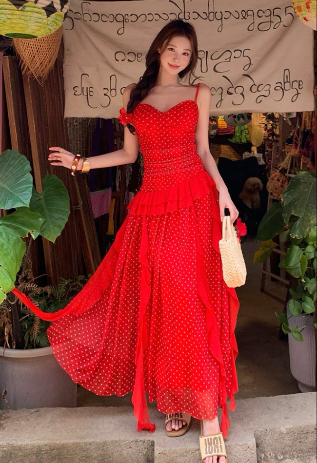Slim gauze temperament niche tender sling summer dress