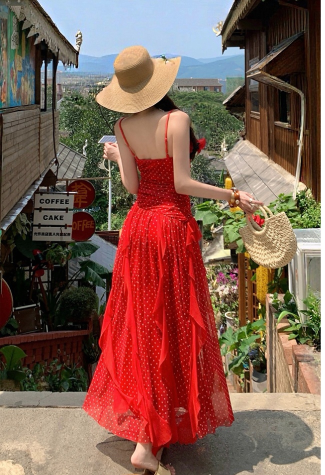 Slim gauze temperament niche tender sling summer dress