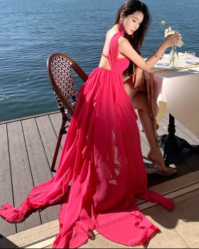 Halter vacation wrapped chest dress
