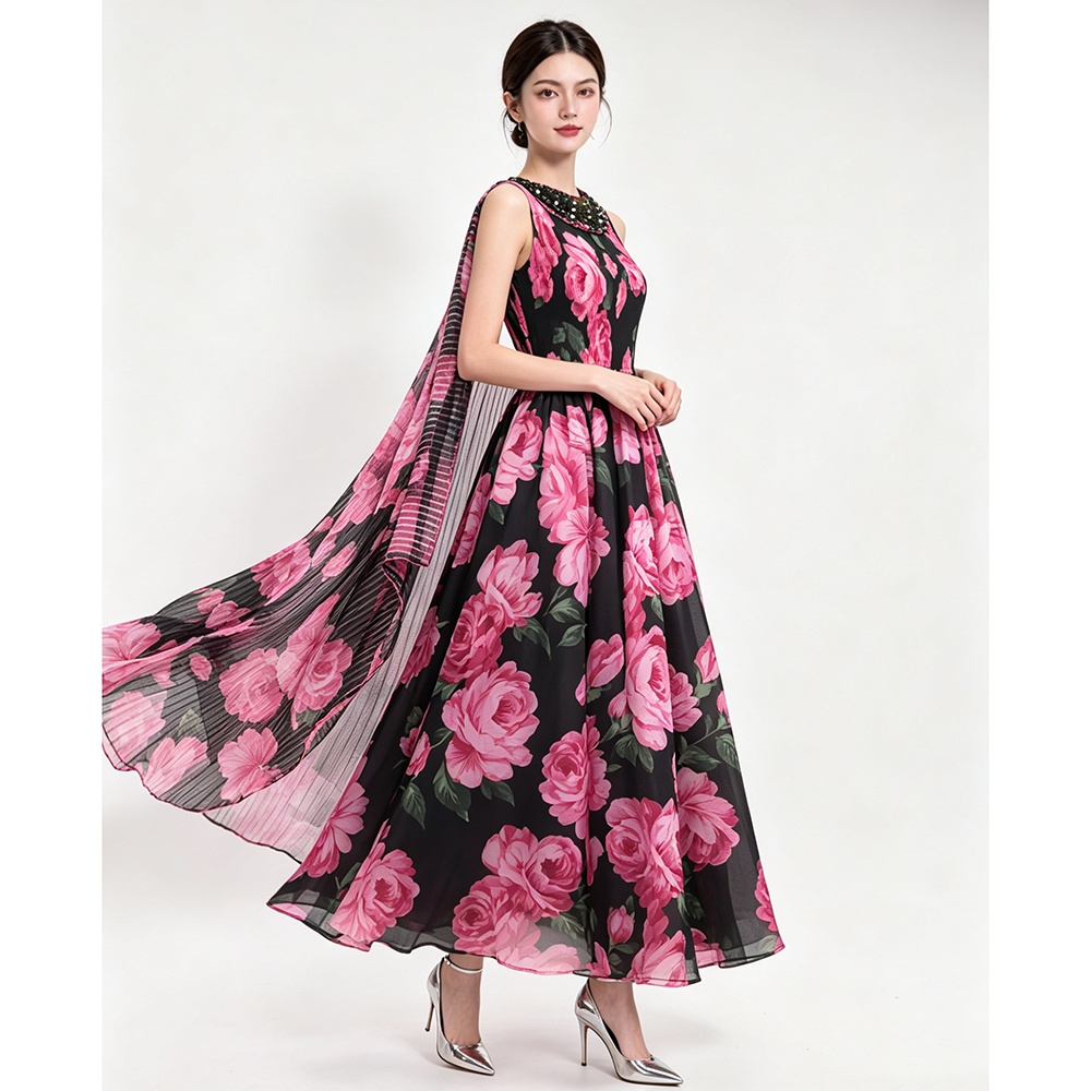 Sling dress printing shawl 2pcs set