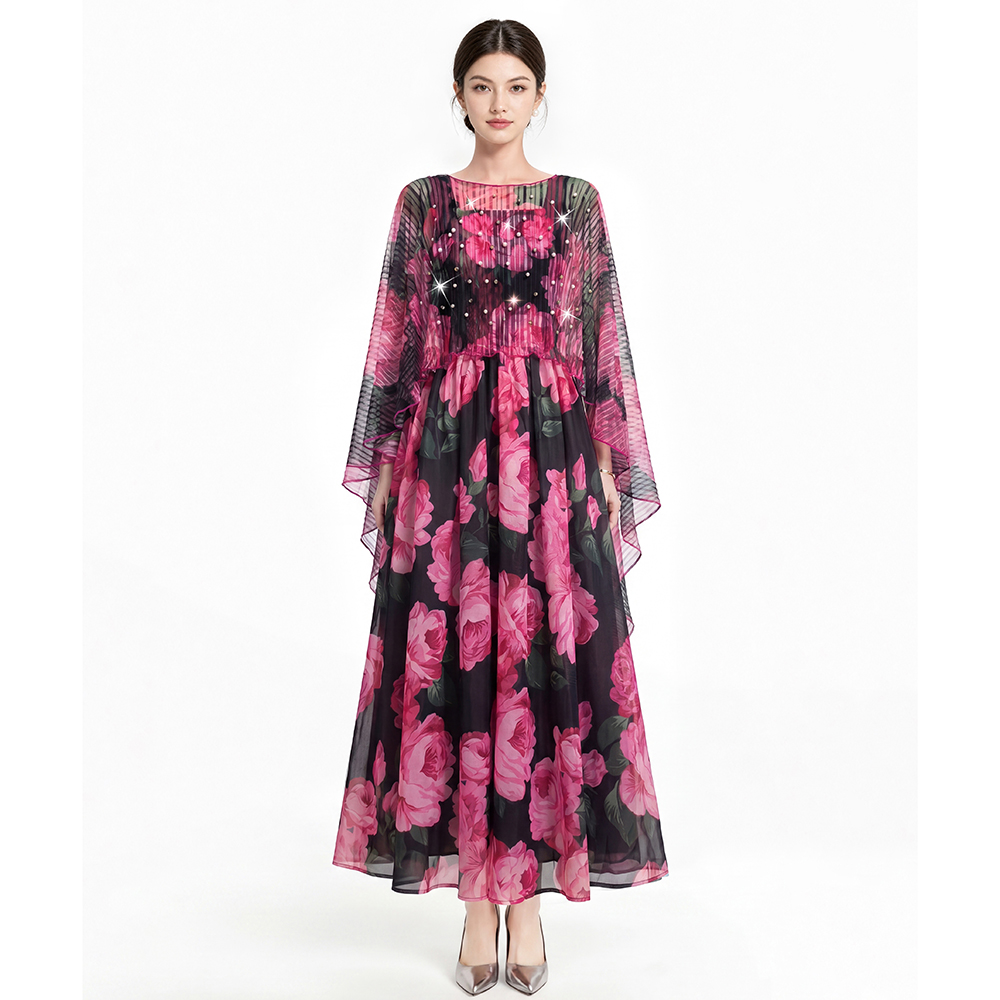 Sling dress printing shawl 2pcs set