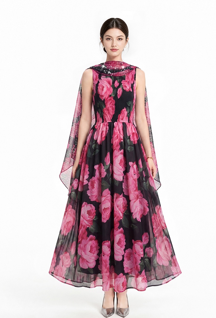 Sling dress printing shawl 2pcs set