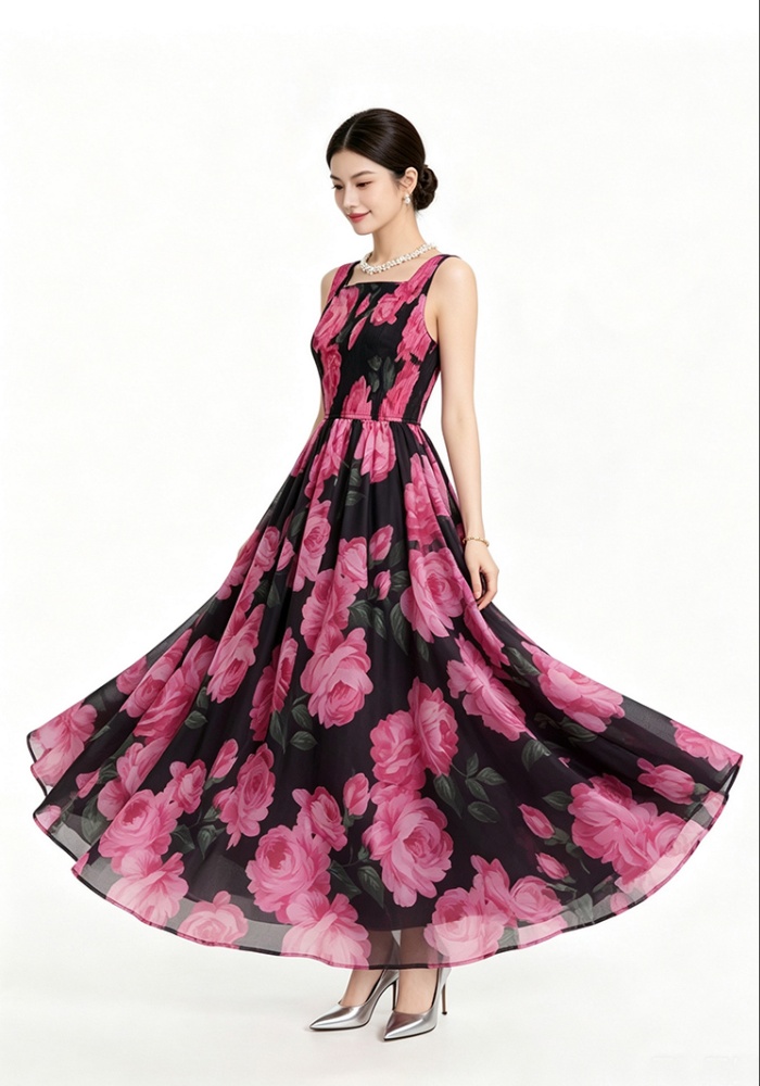 Sling dress printing shawl 2pcs set
