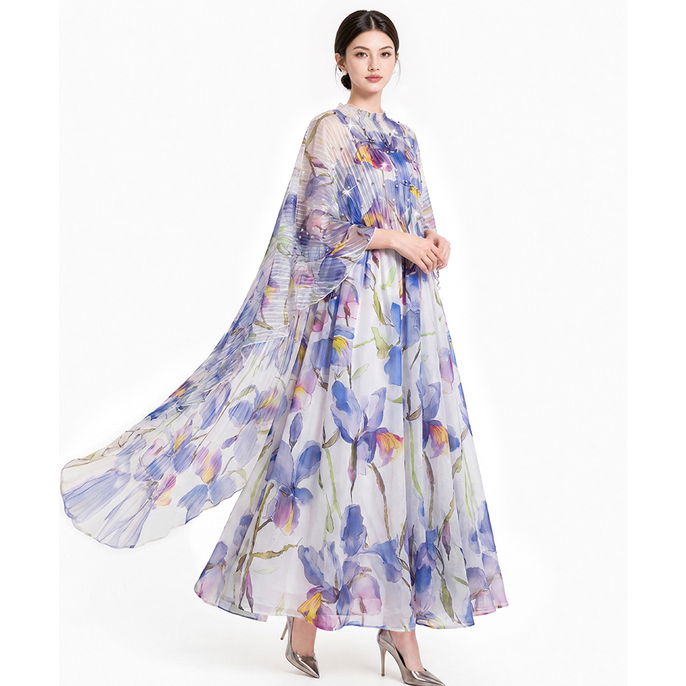 Sling dress printing shawl 2pcs set