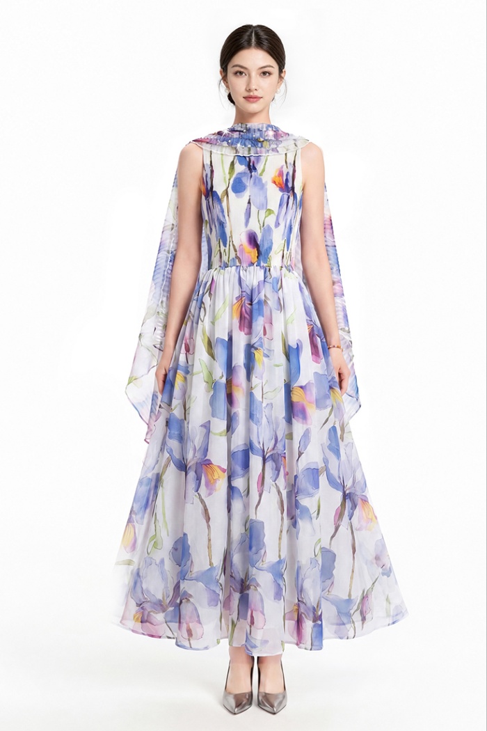 Sling dress printing shawl 2pcs set