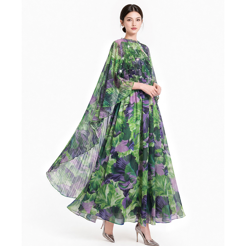 Printing dress sling shawl 2pcs set