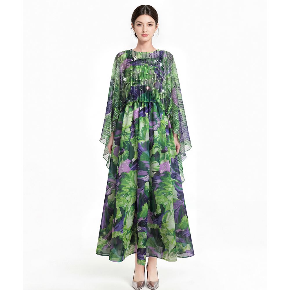 Printing dress sling shawl 2pcs set