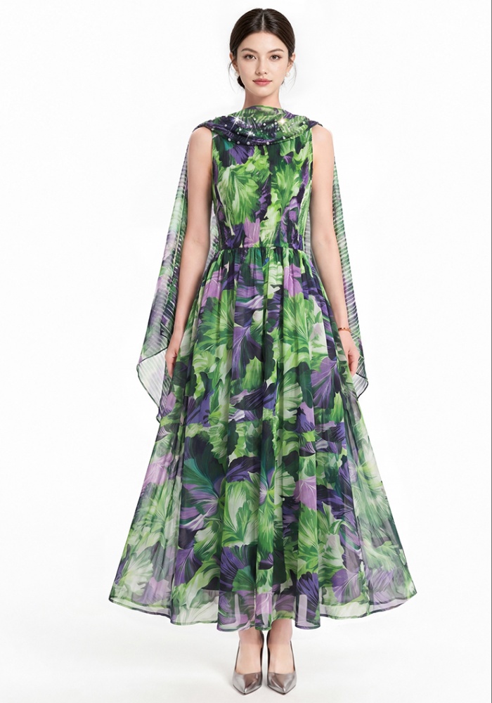 Printing dress sling shawl 2pcs set