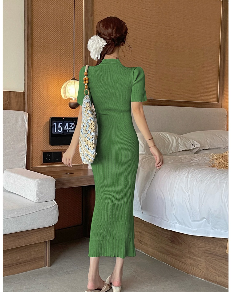 Frenum long slim short sleeve summer dress for women