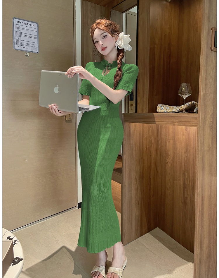 Frenum long slim short sleeve summer dress for women