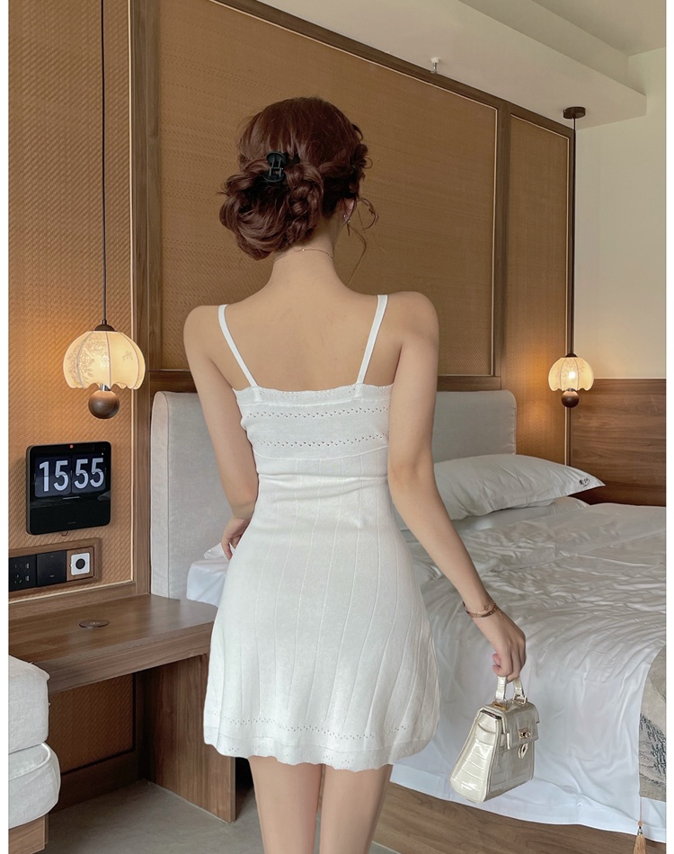 Maiden sling lace knitted V-neck summer dress for women