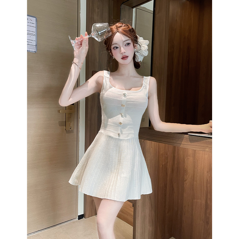 Enticement white dress sleeveless T-back for women