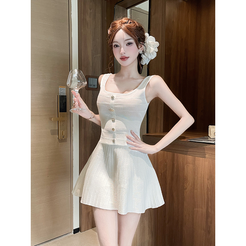 Enticement white dress sleeveless T-back for women