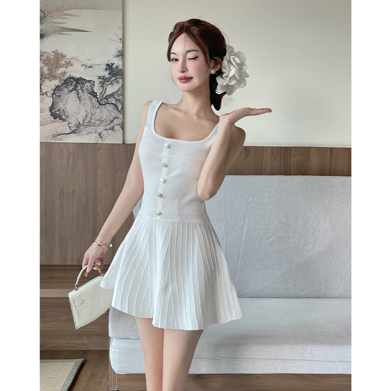 Enticement white dress sleeveless T-back for women