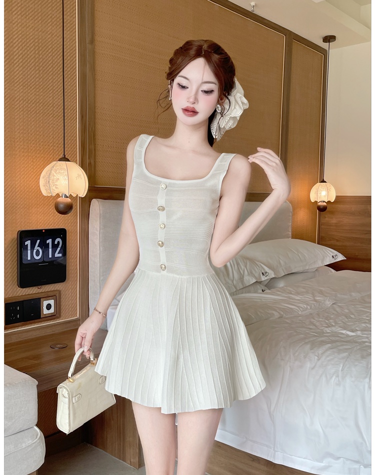 Enticement white dress sleeveless T-back for women
