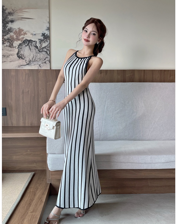 Summer dress vertical stripes long dress for women