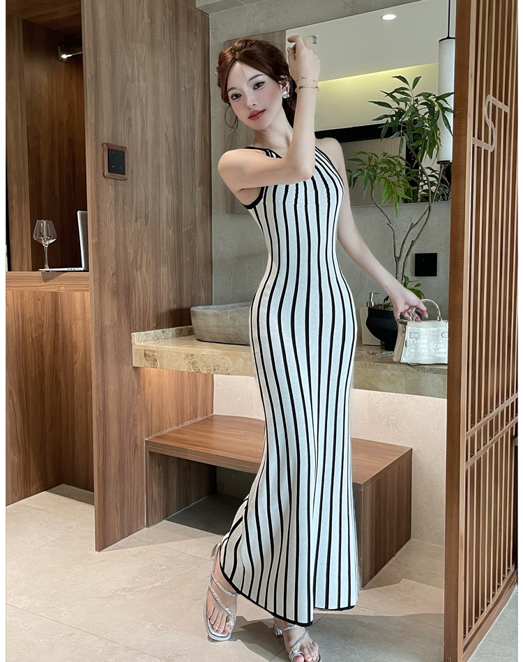 Summer dress vertical stripes long dress for women