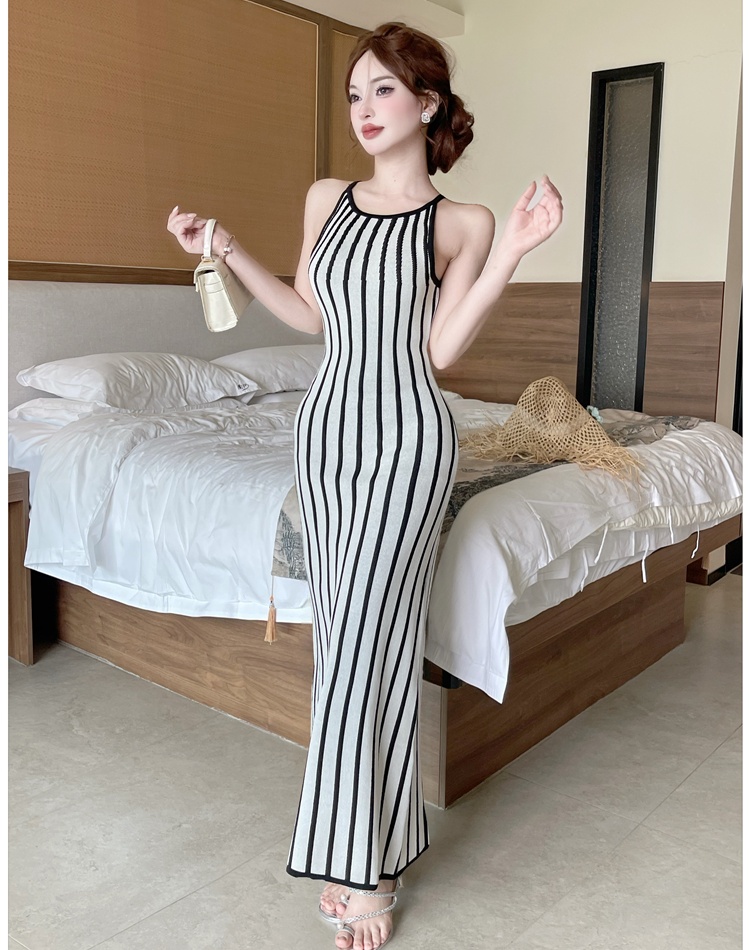 Summer dress vertical stripes long dress for women