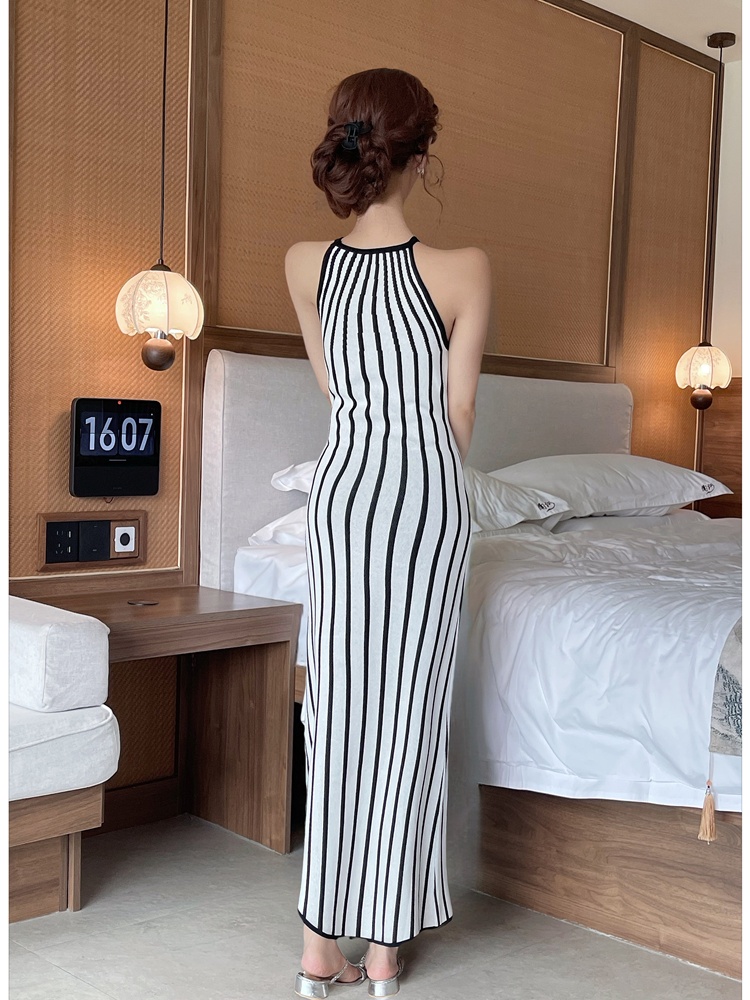Summer dress vertical stripes long dress for women