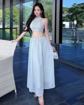 Summer beading long dress halter formal dress for women